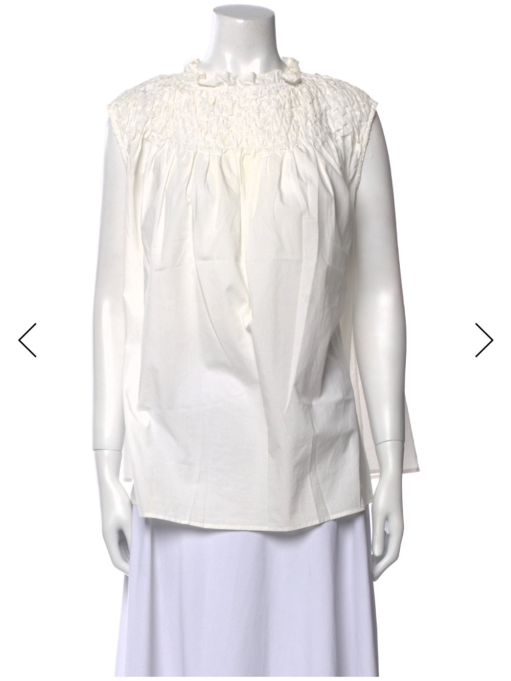 Merlette Sleeveless Smocked Yoke Blouse in White